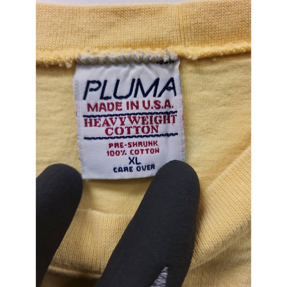 Pluma USA Heavyweight Cotton T-Shirt Mens XL Yellow Short Sleeve Tee Shirt - Picture 2 of 10
